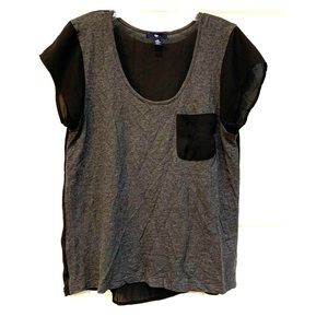 NWOT Gap Grey & Black Mixed Media Tee